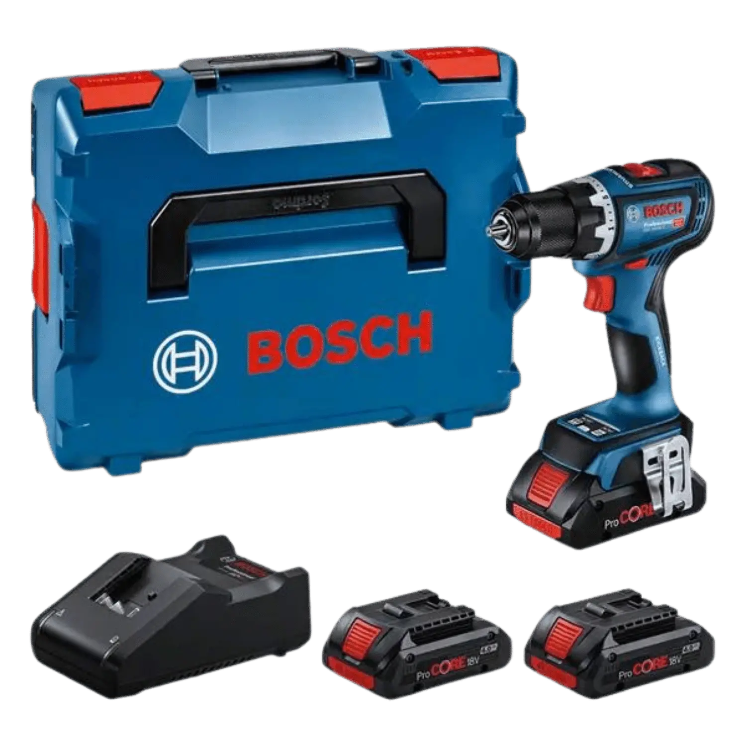 Accu schroef- en boormachine GSR 18V-90 C van Bosch met 3x 4Ah ProCore accu's. en snellader.