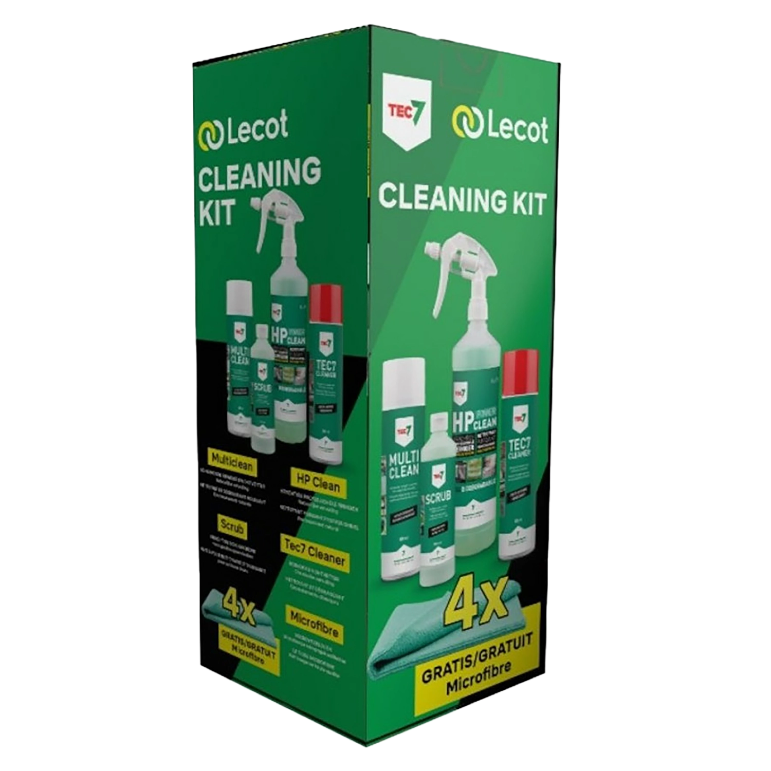 Cleaning kit - multiclean, hp clean, scrub, tec7 cleaner + 4 vezeldoeken