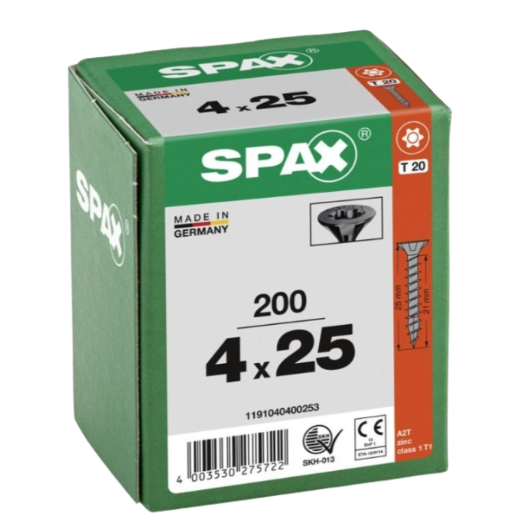TX20 Houtschroef voldraad met verzonken kop 4.0x25 - zwart (200 stuks) 