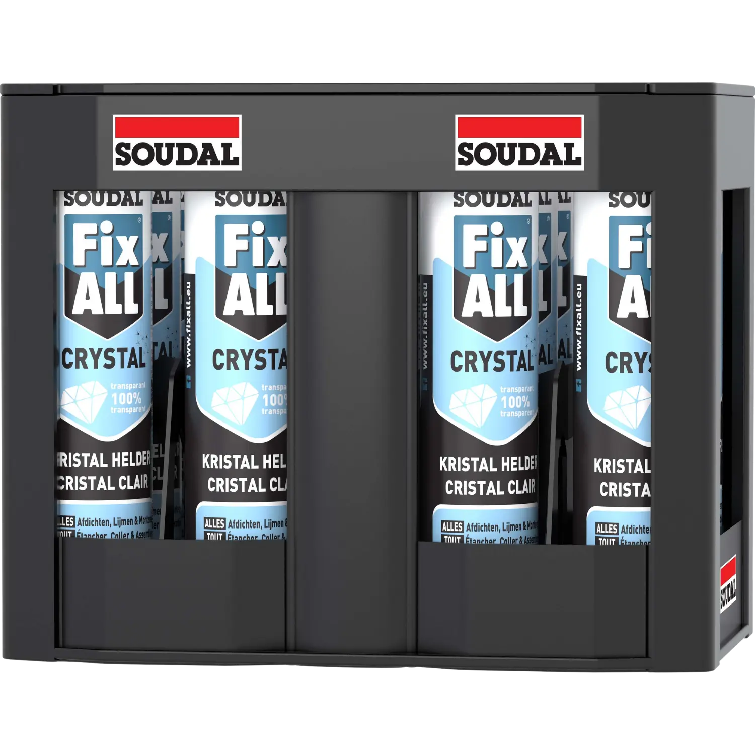 Box met 12 kokers lijmkit Fix All Crystal transparant 290 ml