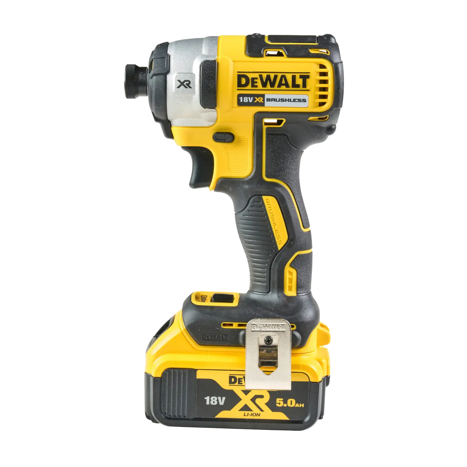 DeWALT DCF887 Slagschroevendraaier | Lecot.shop Zwartgele DCF887 Slagschroevendraaier op accu. Ingeklikte 5Ah accu. Met riemhaak. Rubberen handgreep. Draairichting knop.