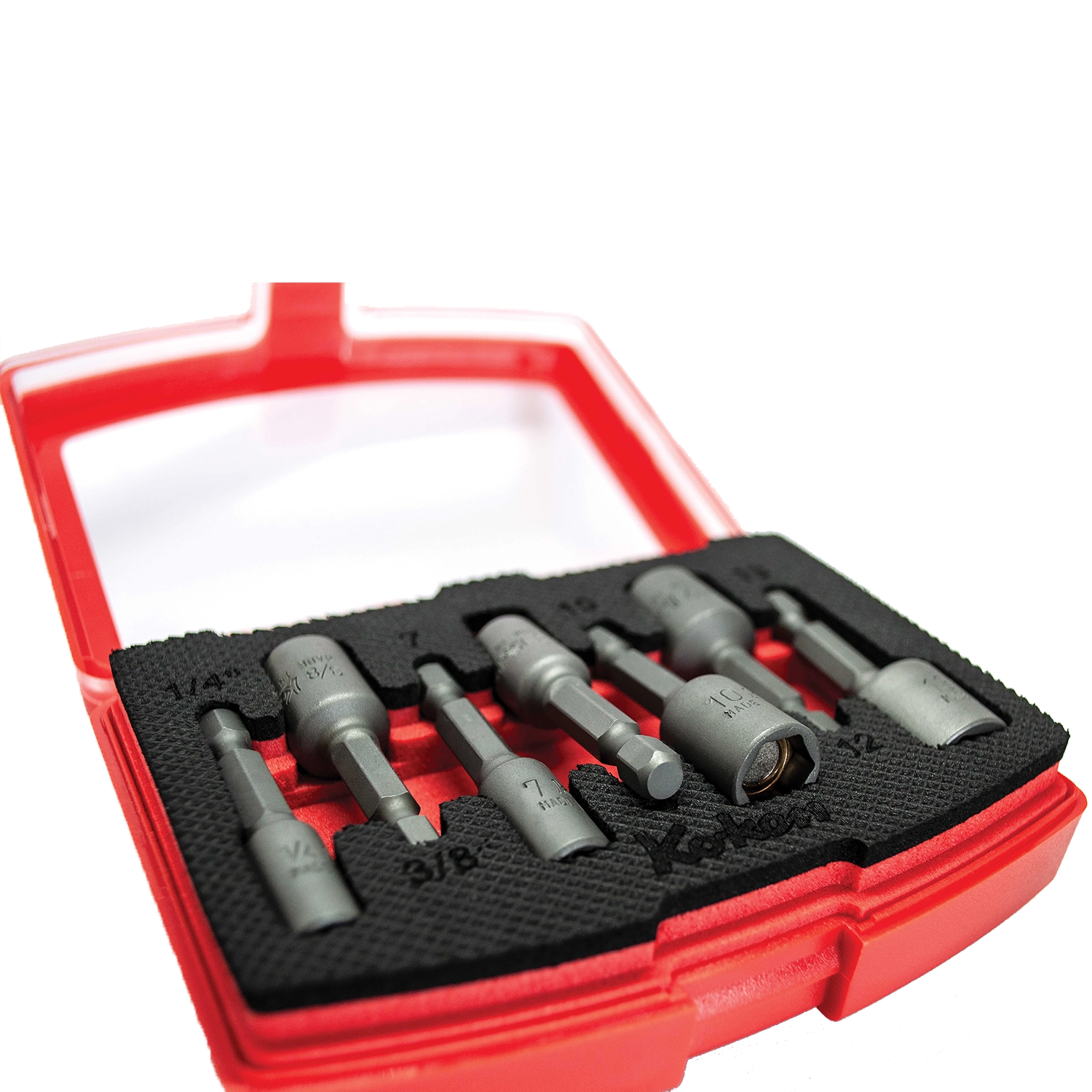 KNIPEX Set 7 Magnetische Slagbitsdoppen 115/7 | Lecot.shop KNIPEX Set 7 Magnetische Slagbitsdoppen 115/7: Zwart met gekleurde ringen om de maten te onderscheiden, magnetische doppen voor slagmoersleutels. Zevendelige set met opbergdoos.