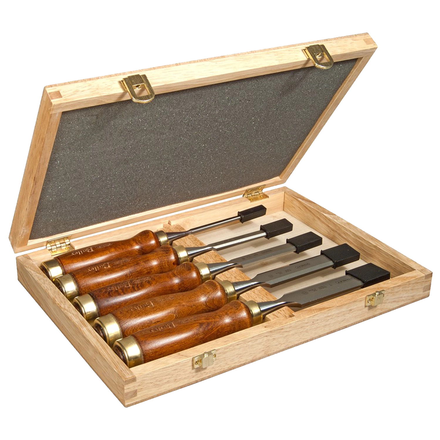 RIDGID set (5st) steekbeitels met houten hecht (6-10-15-20-25) 2-16-217: Set van 5 steekbeitels met houten handgrepen in verschillende maten (6 mm, 10 mm, 15 mm, 20 mm, 25 mm).