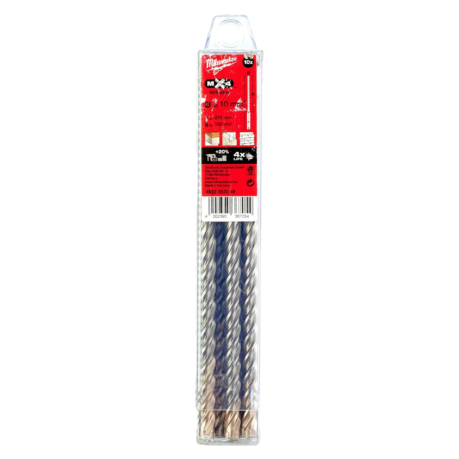 SDS-PLUS MX4 Hamerboor 10 x 210 x 150 mm (10 stuks)