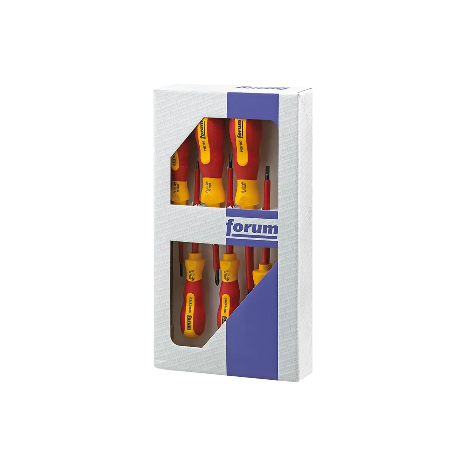 VDE ATPVE.J6PB Set schroevendraaiers | Lecot.shop Zes rood gele schroevendraaiers met verschillende schroefkoppen in kartonnen verpakking