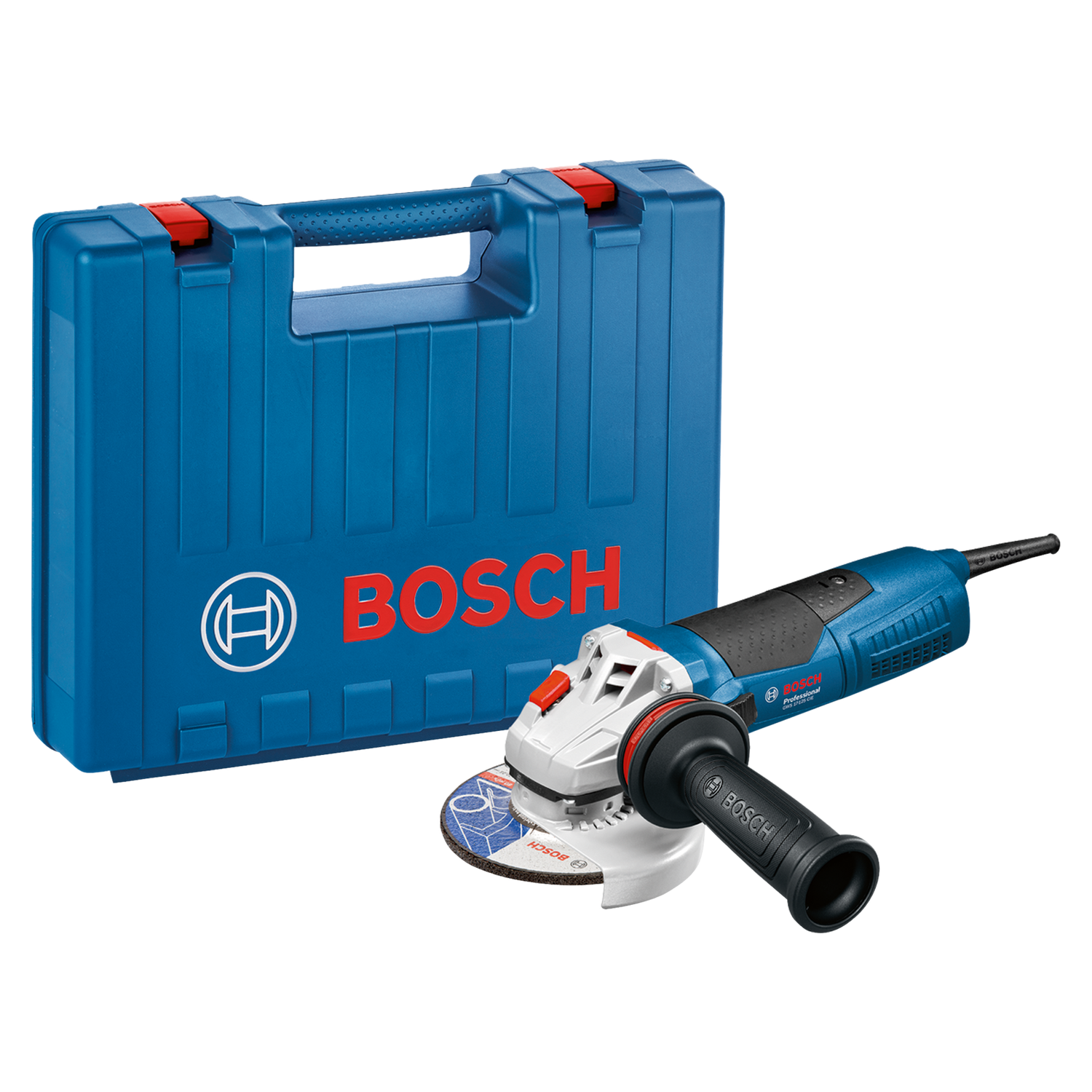 Bosch Haakse Slijper GWS 17-125 CIE: 1700W haakse slijper met een zaagblad diameter van Ø125 mm. Inclusief koffer.