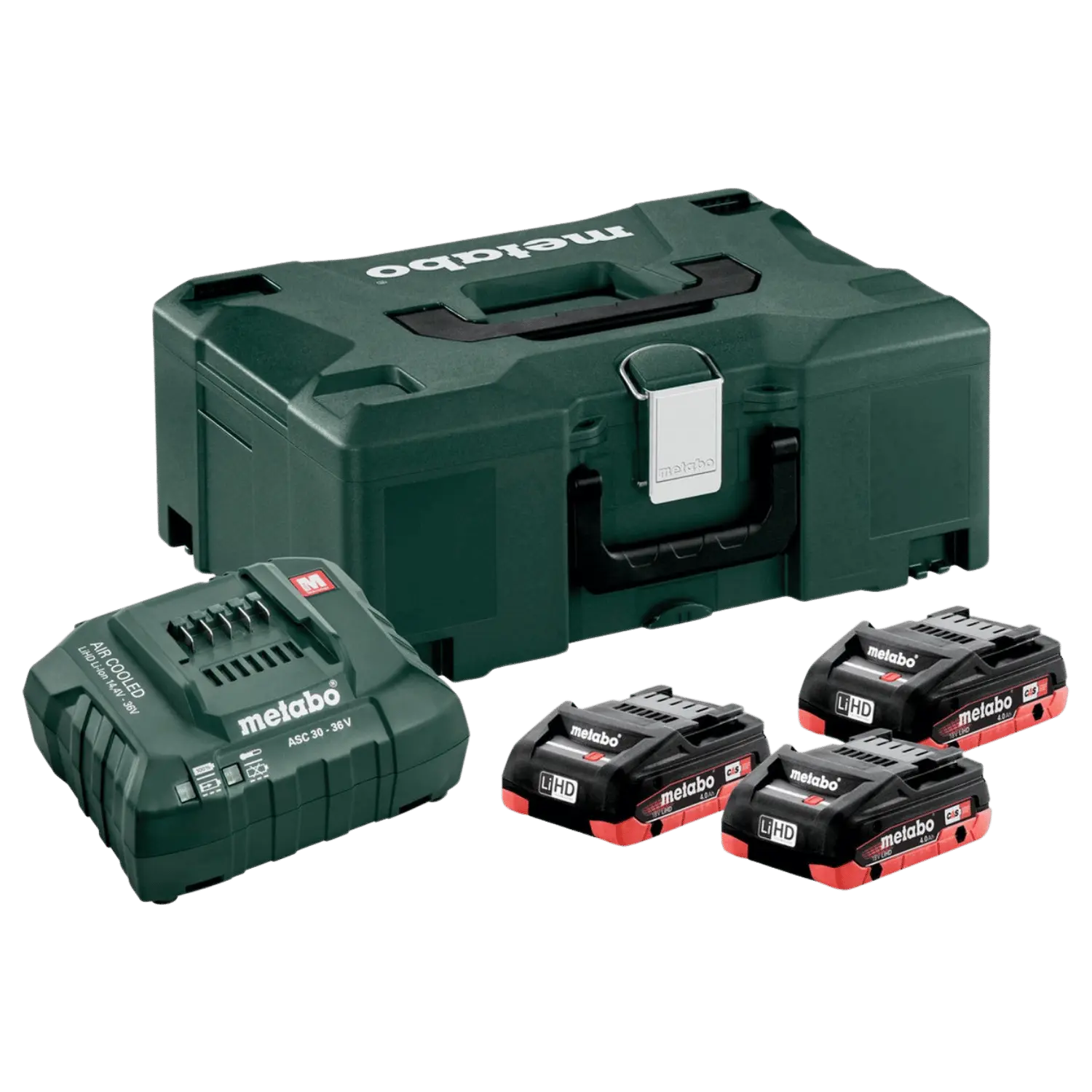 Set batterijen 18V: 3 X 4 Ah Li-ion HD + lader ASC 55 + koffer