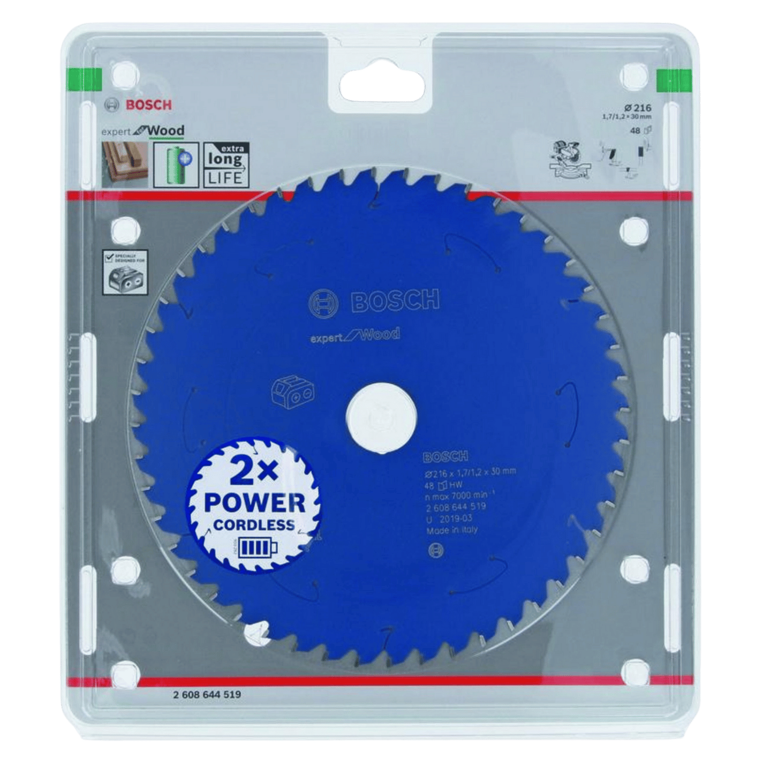 Cirkelzaagblad accu expert for wood 216 x 30 x 1.7/1.2X48T - 2608644519