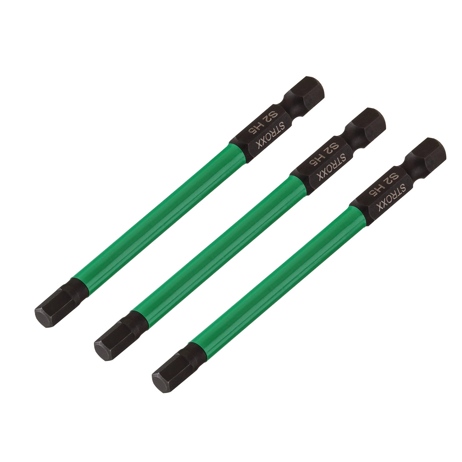 Impact bits HEX5 1/4" x 90mm vert (3 pièces)