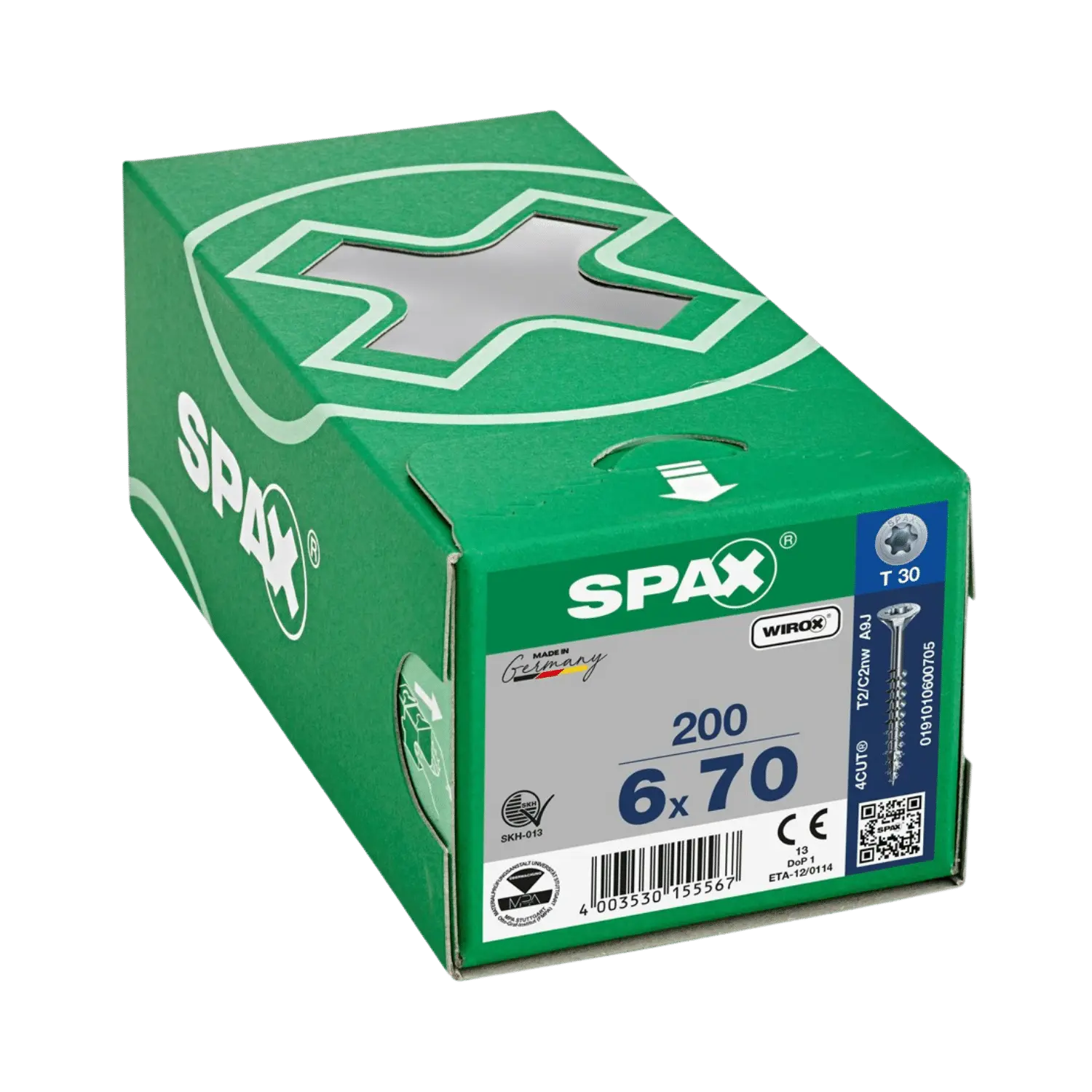 Houtschroef deeldraad verzonken kop 6,0x70 TX30 Wirox 200st