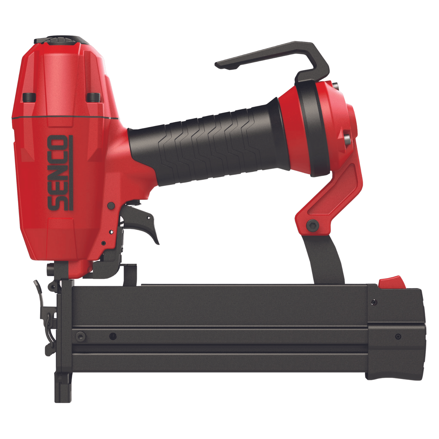 Roodzwart SENCO nagelschieter. Groot handvat. Rubberen handgreep. Precieze neus.