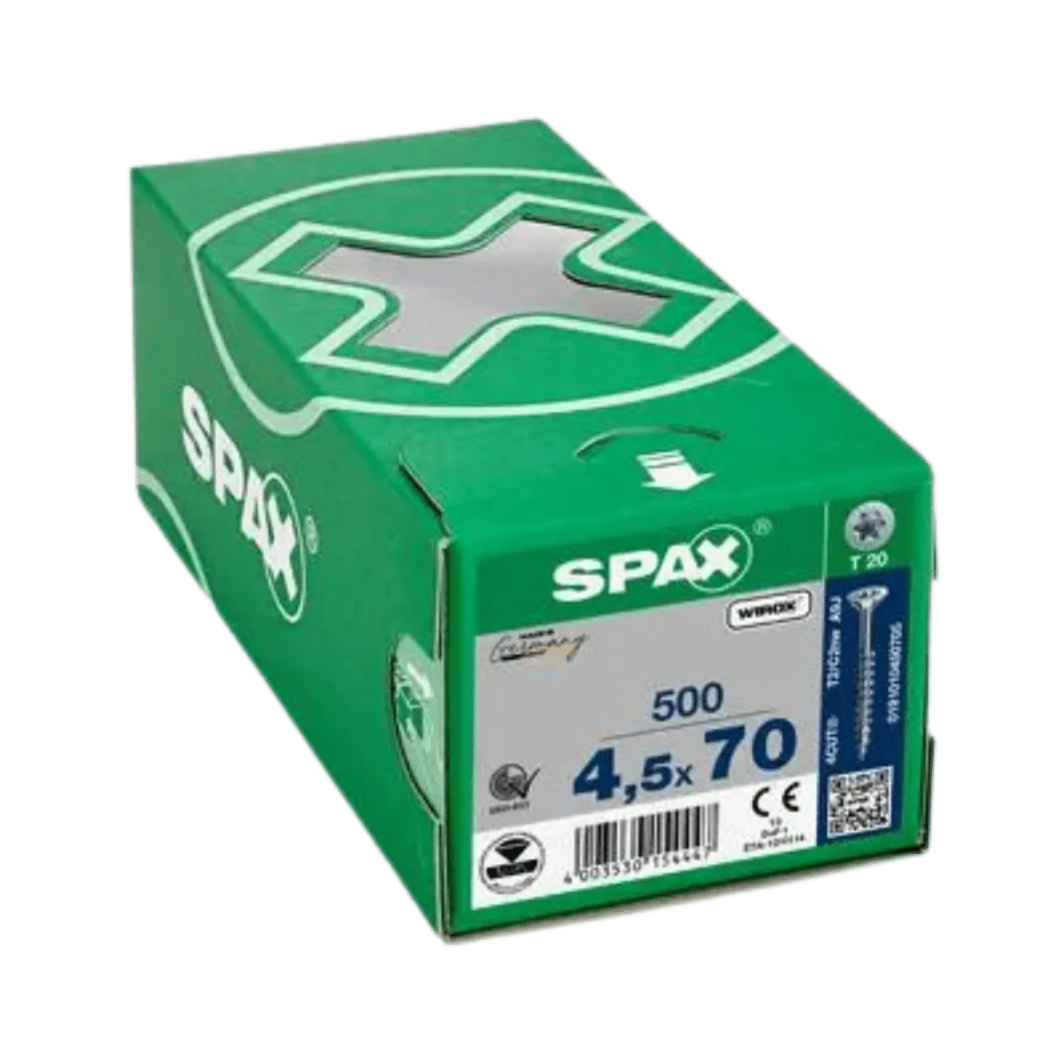 Houtschroef deeldraad verzonken kop 4,5x70 TX20 Wirox 500st