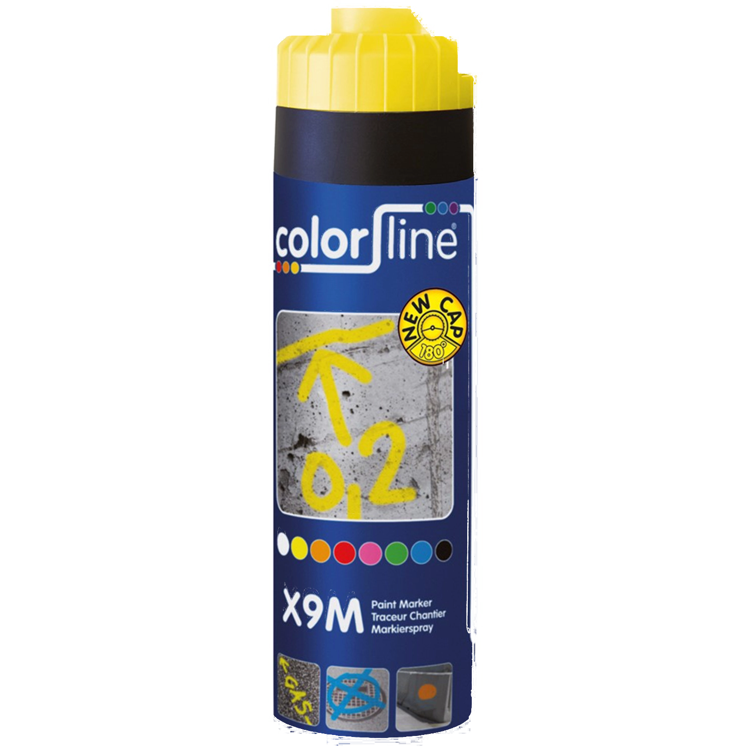 KNIPEX X9M Paint Marker - 500 Ml - Geel - Gele verfmarker met 500 ml inhoud en KNIPEX-logo.