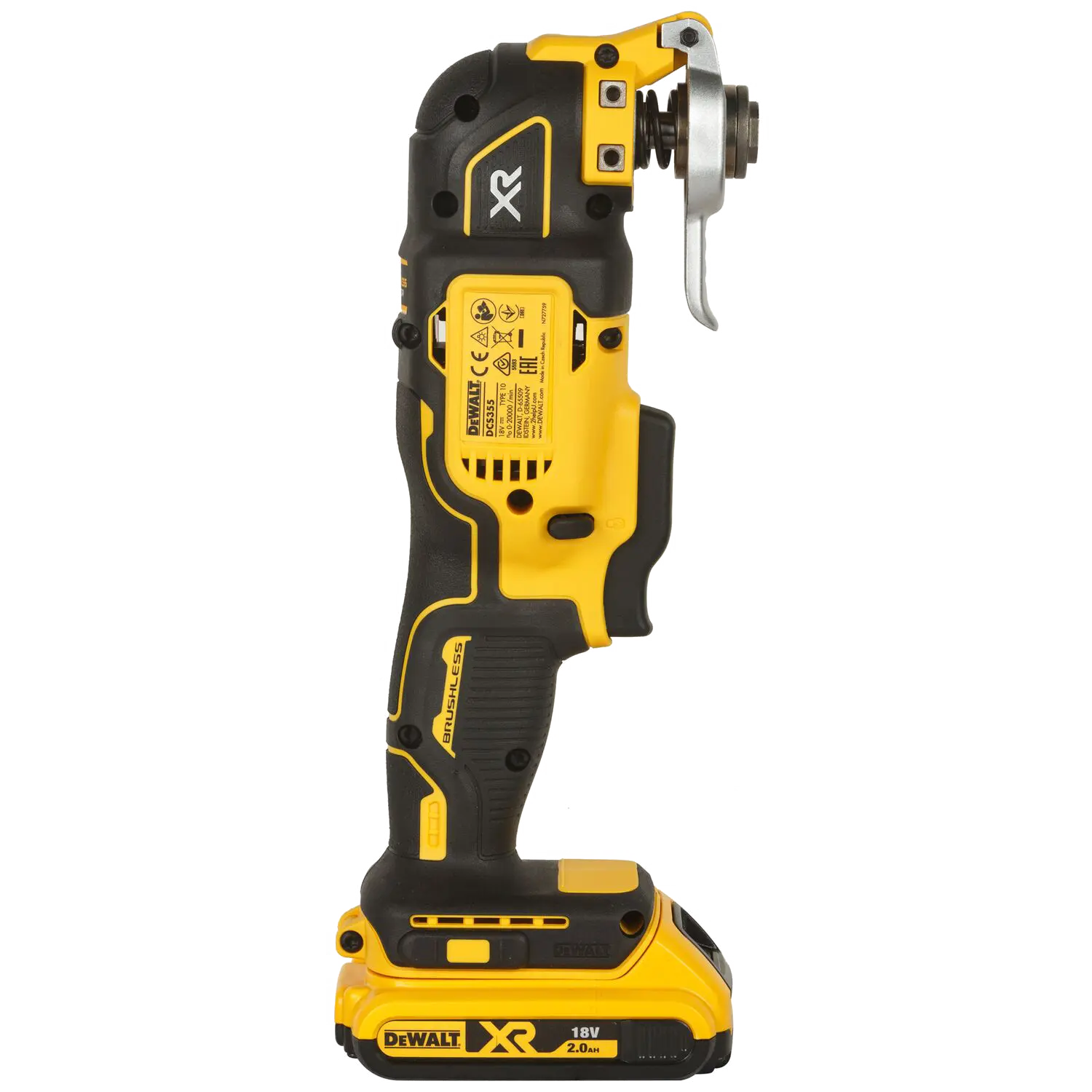 DeWALT DCS355 Multitool op Accu | Lecot.shop Geelzwarte DCS355 Multitool Accu op accu. Geen accu meegeleverd. Geen multitoolblad ingeklikt. Rubberen handgreep.