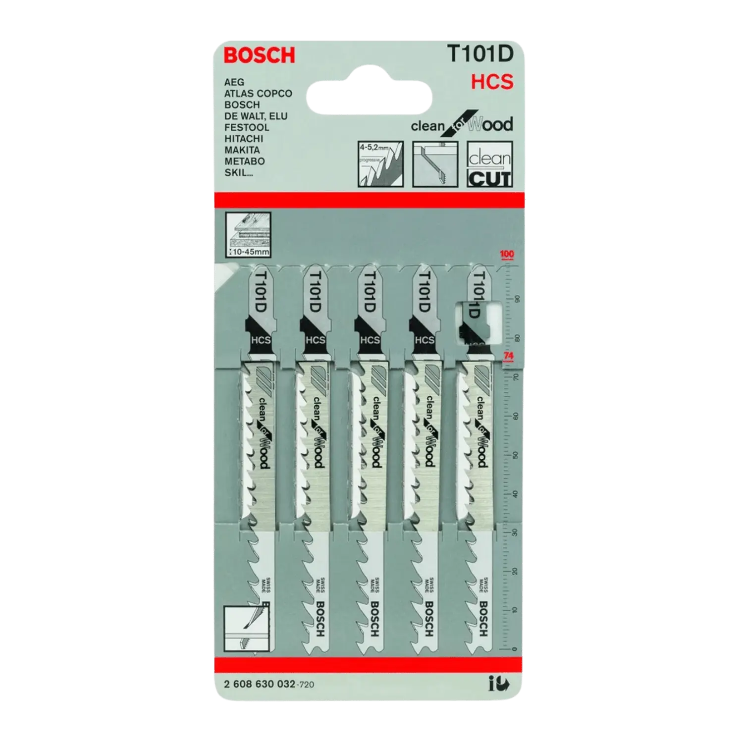 Lames de scie sauteuse BLI (5 pièces) pour bois Clean HCS T 101D L.74 mm