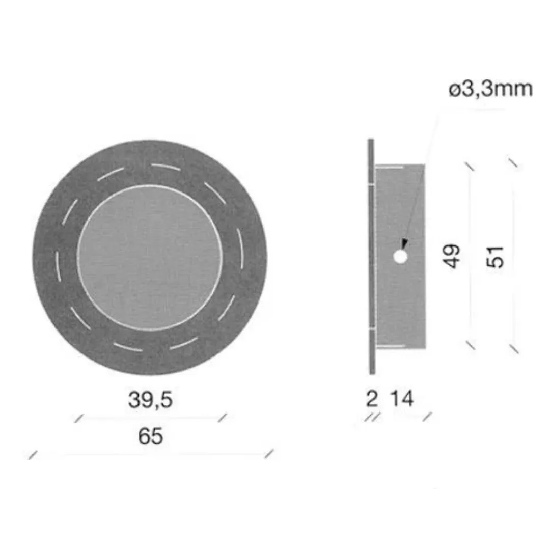 TL 0601 SS Ronde schelp Ø 65 mm (inox inbouw, diepte 14 mm)