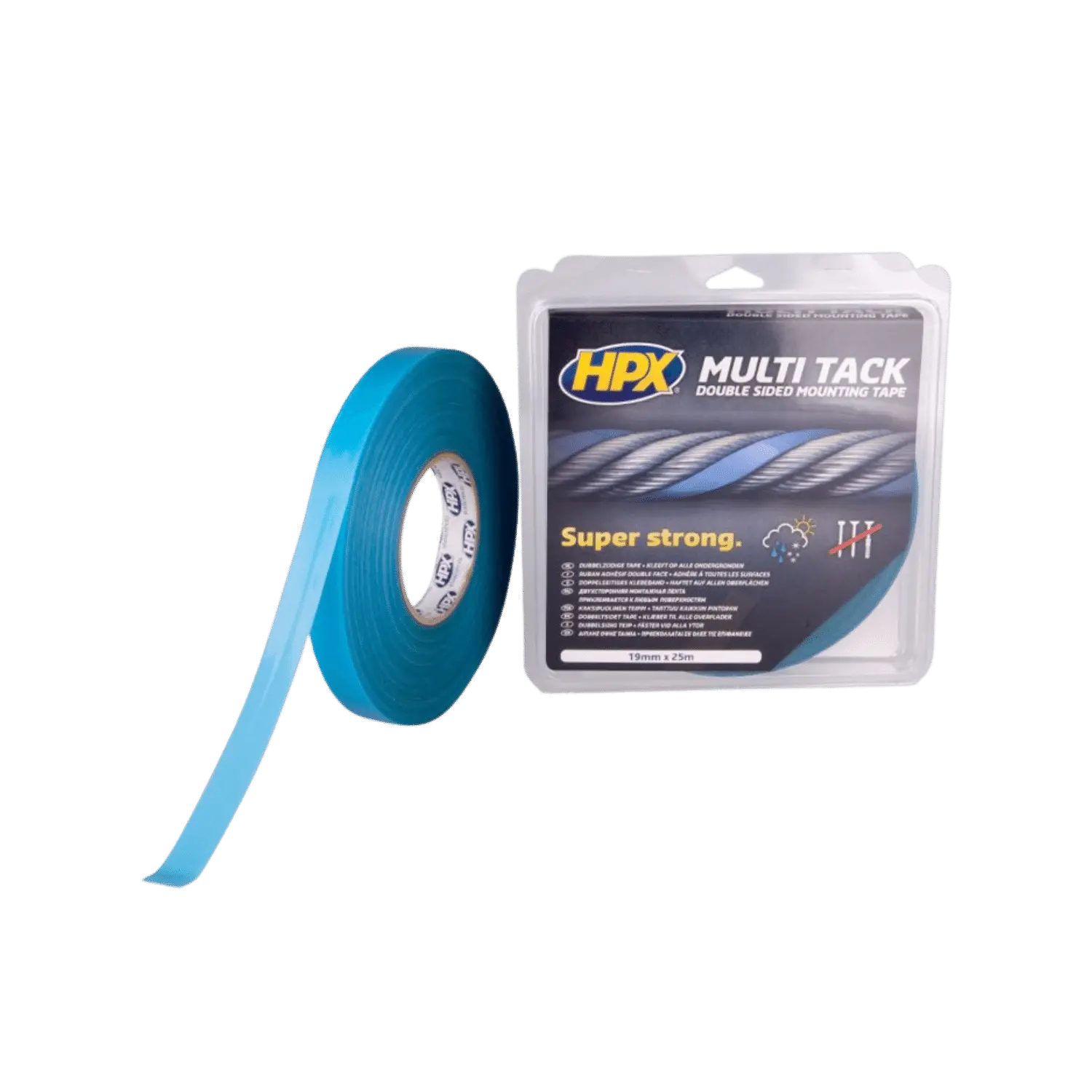 Dubbelzijdige Multi-tack tape - SEMI-Transparant 19mm x 25m