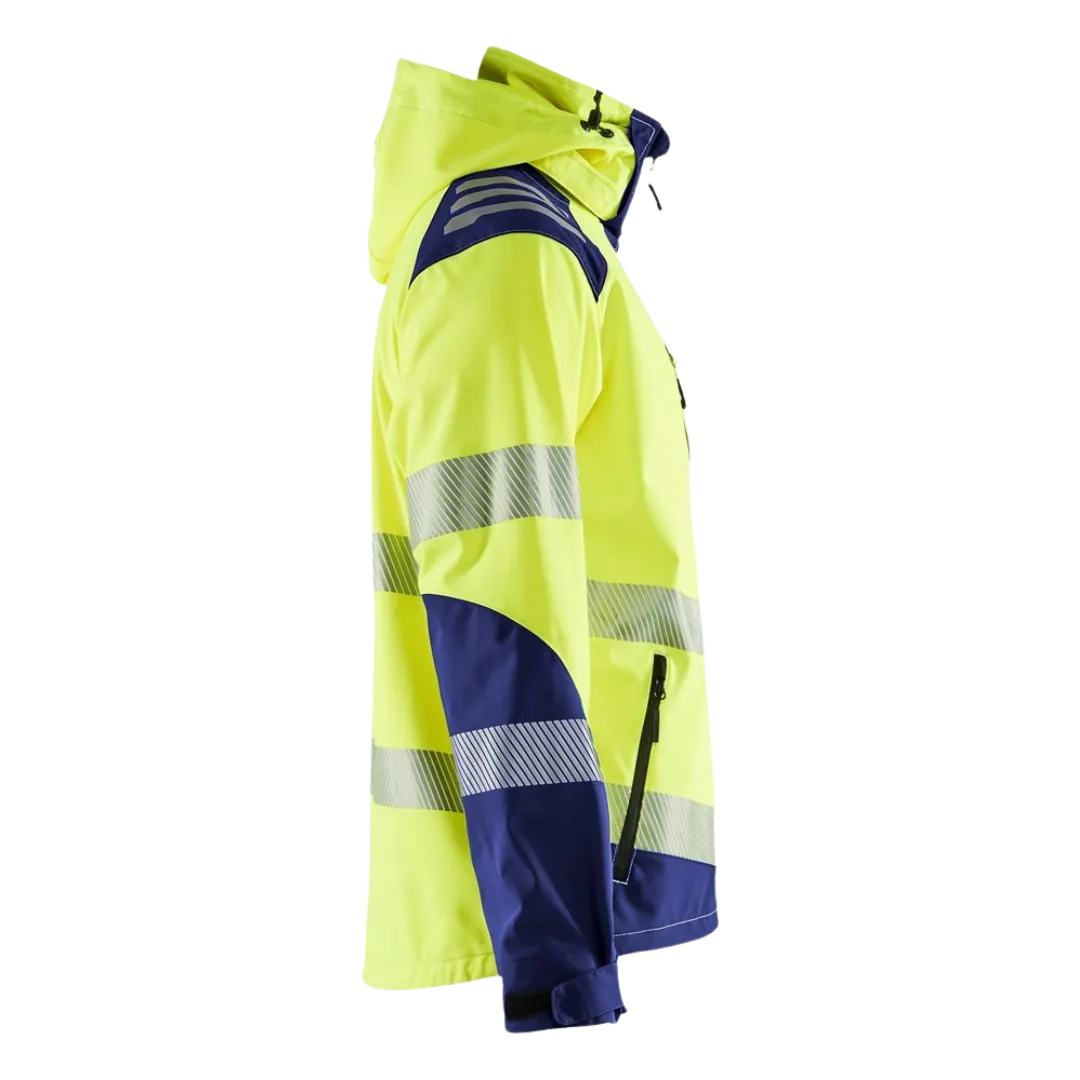 Jas softshell high - marineblauw/geel - L