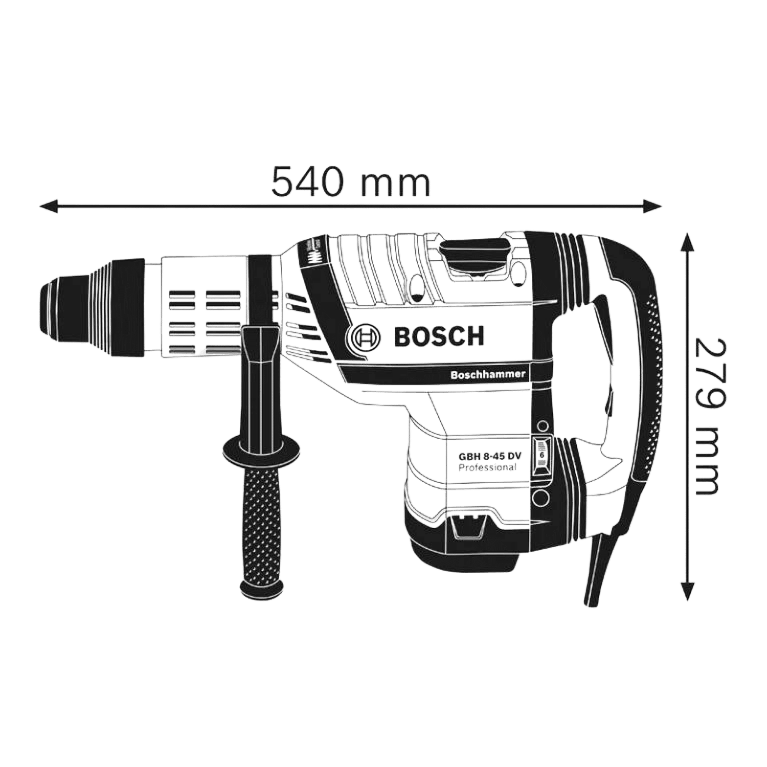 Marteau perforateur et piqueur GBH 8-45 DV (1500W - 12.5 J – SDS-Max)