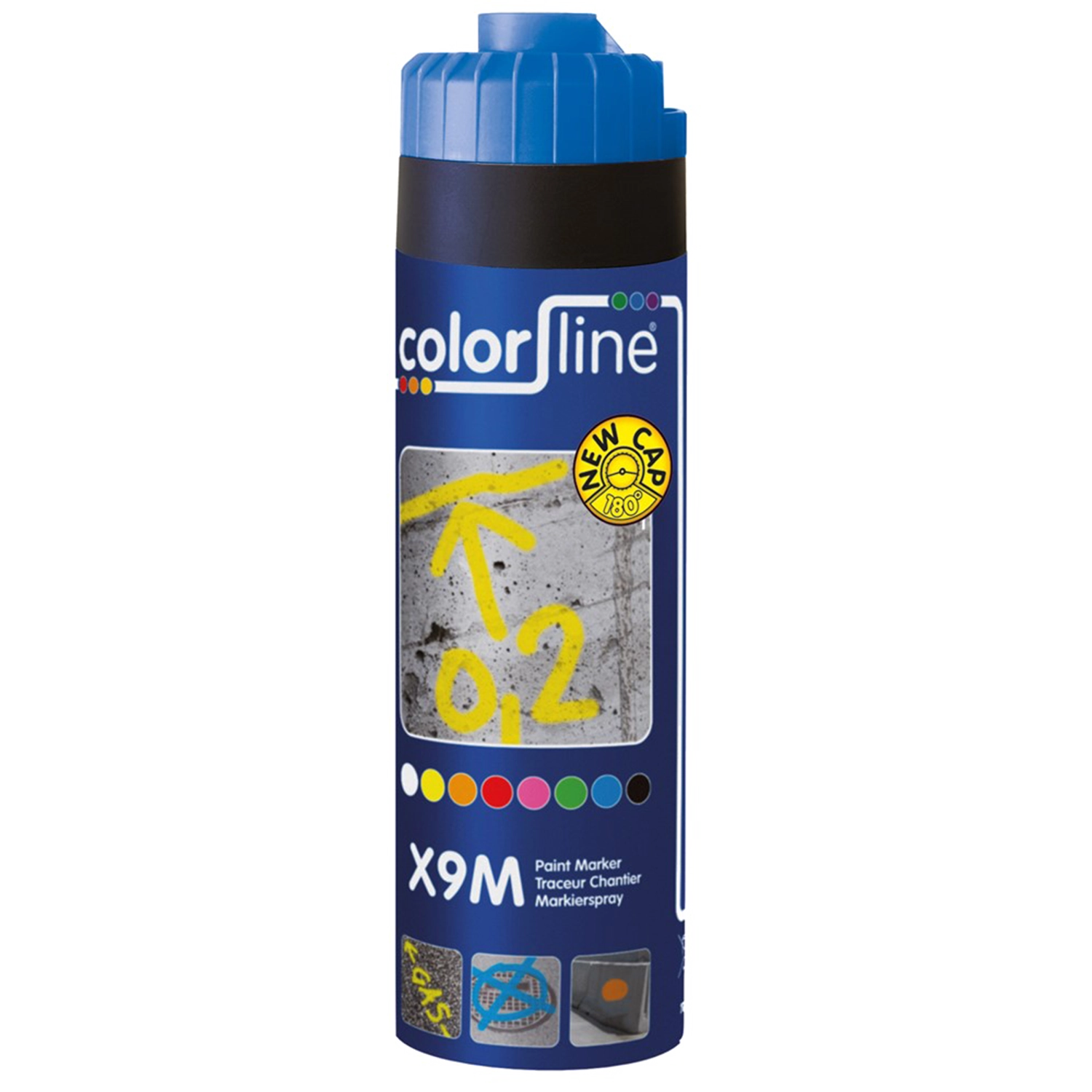 KNIPEX X9M Paint Marker - 500 Ml - Blauw - Blauwe verfmarker met 500 ml inhoud en KNIPEX-logo.