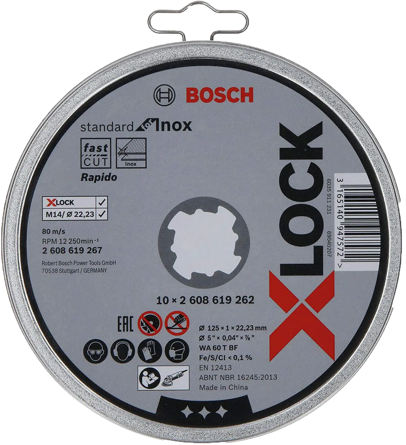 Set 10 Bosch Doorslijpschijven, voor X-LOCK systeem