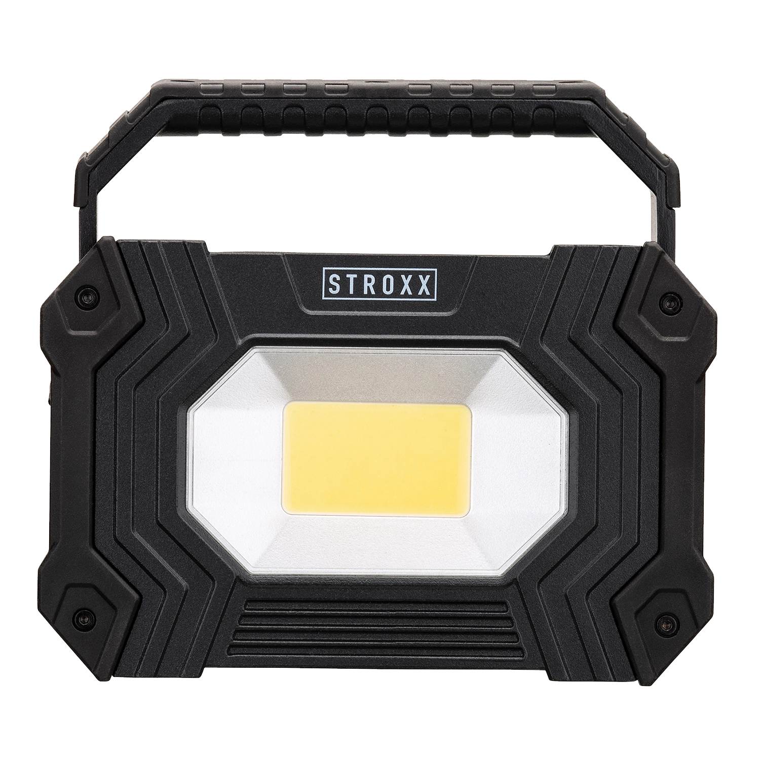 STROXX OPLAADBARE WERFLAMP: Compacte, krachtige LED-lamp met oplaadbare batterij, geschikt voor gebruik op bouwplaatsen en buiten. IP65-classificatie.