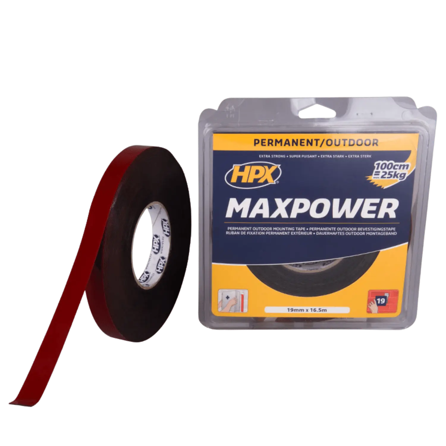 Ruban adhésif Max Power pour usage extérieur - noir 19mm x 16,5m