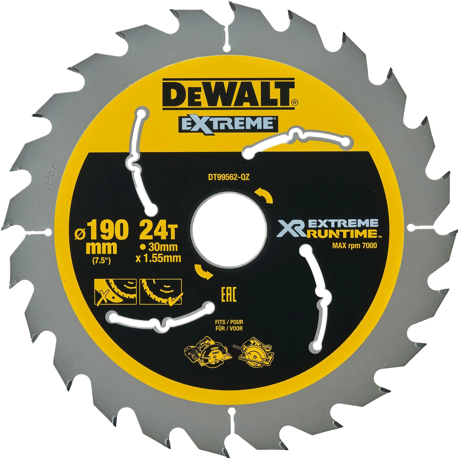 Lame de scie circulaire DT99562-QZ Ø 190 x 30 mm 24T