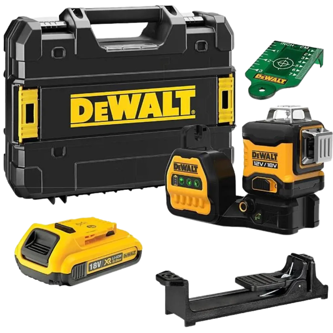 DCE089D1G18 Kruislijnlaser met 3 groene lijnen 12 V/18 V (met accu)