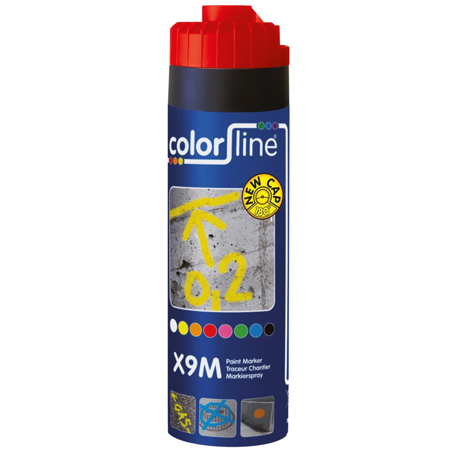 COLORLINE X9M Paint Marker - 500 Ml - Rood - Rode verfmarker met 500 ml inhoud en COLORLINE-logo.