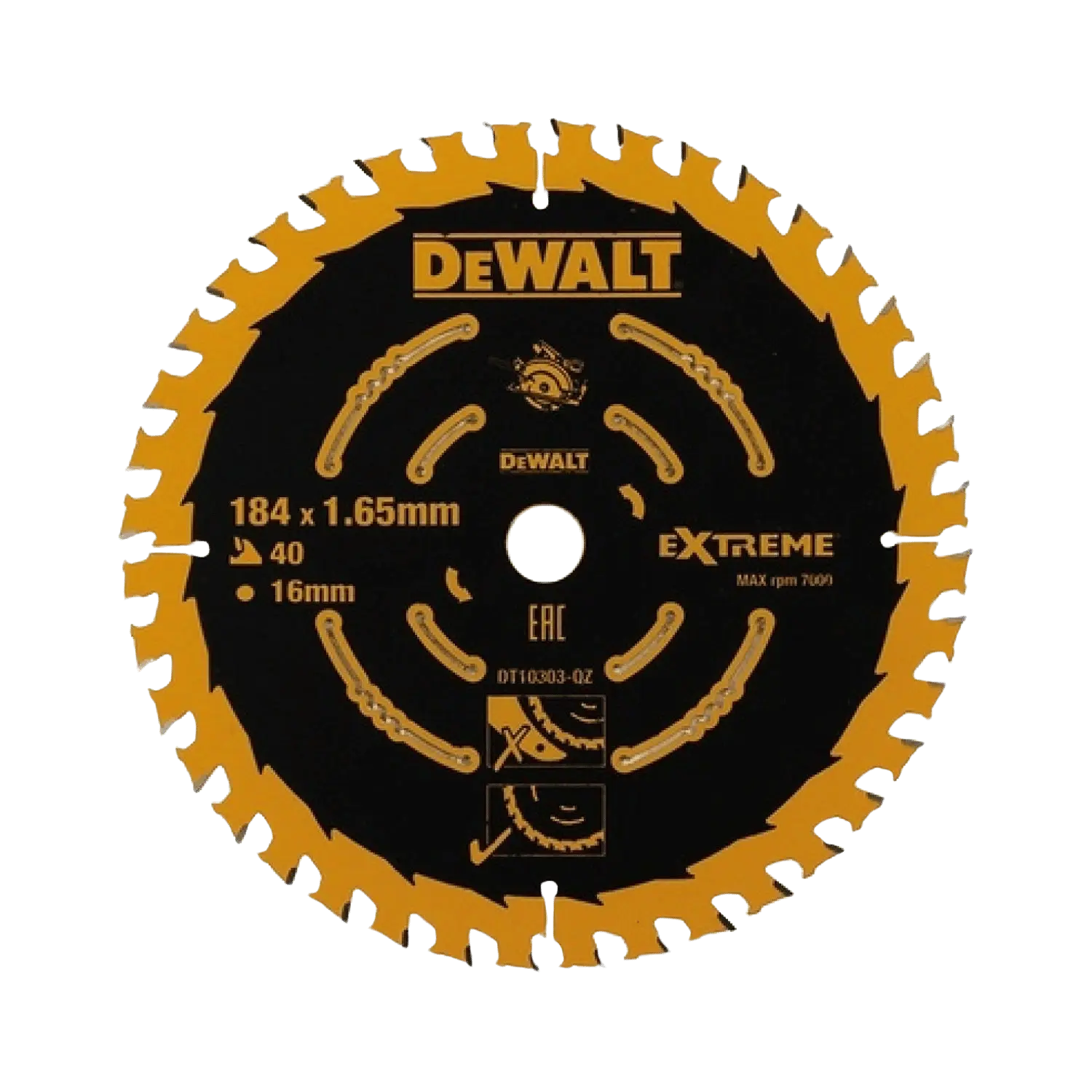 Cirkelzaagblad voor hout ø 184 x 16 x 40T - DT10303-QZ