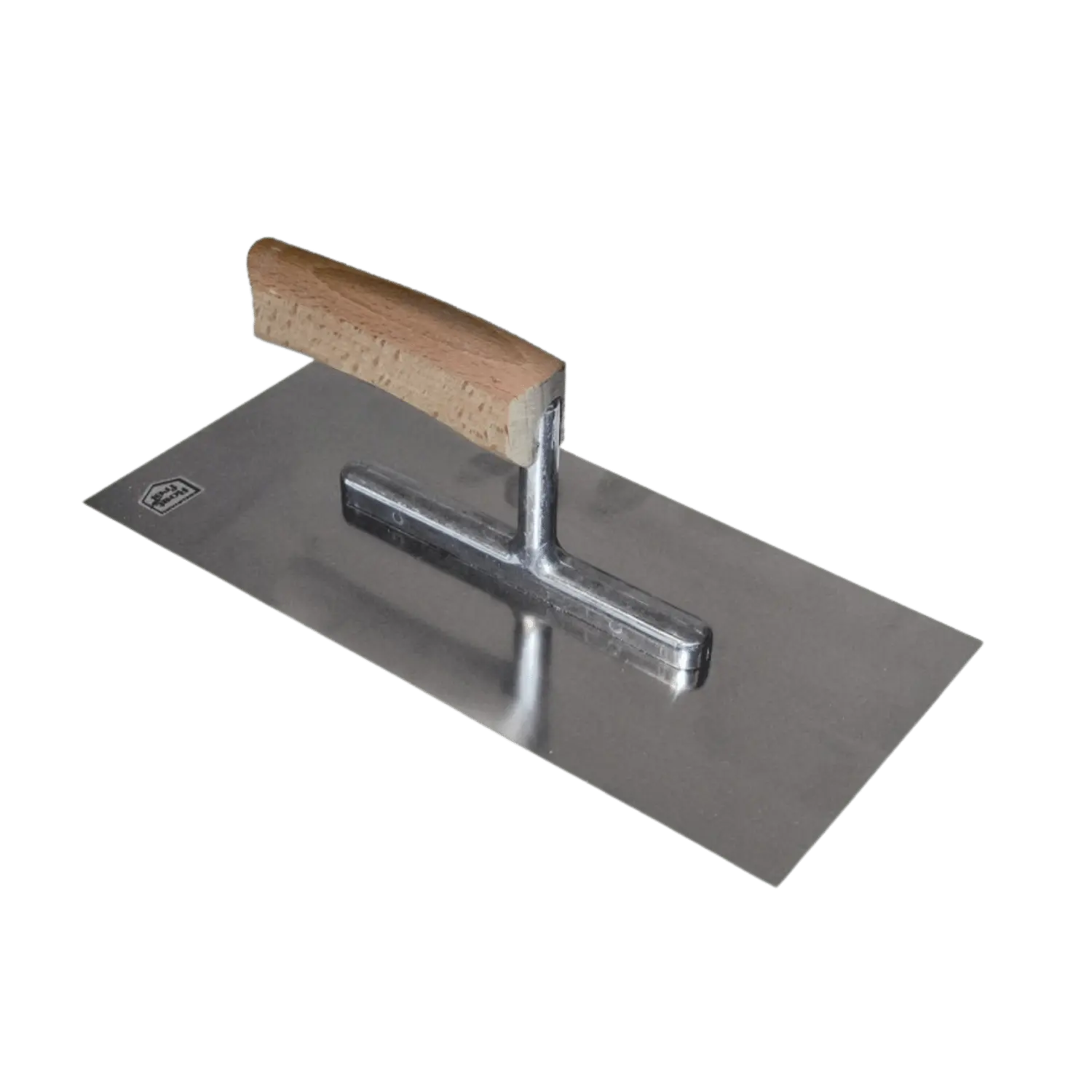 Plâtresse avec manche en bois courbé, adhérence aluminium-inox 280mm CP 204528