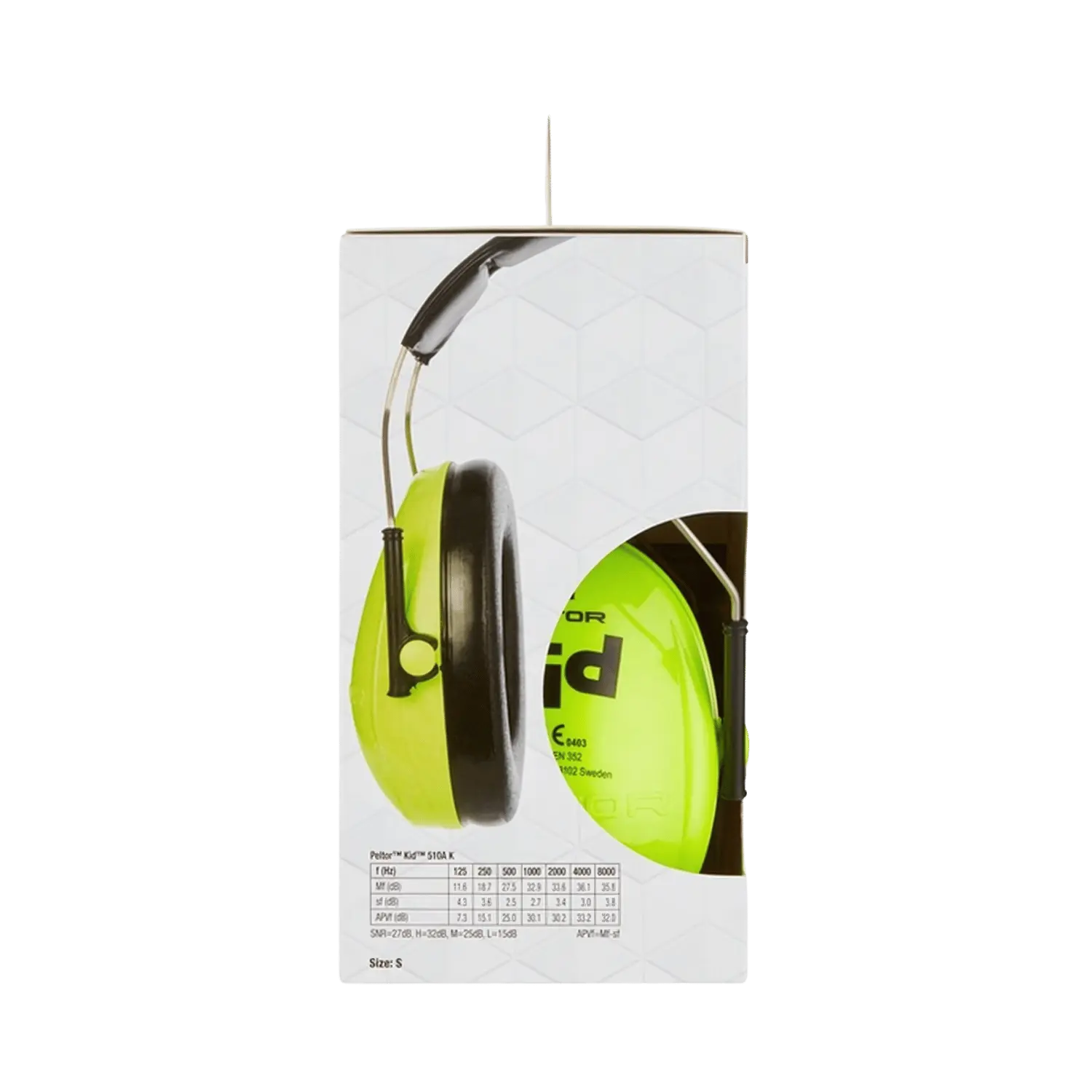 Casque antibruit Peltor pour enfants avec arceau - vert néon - H510AK