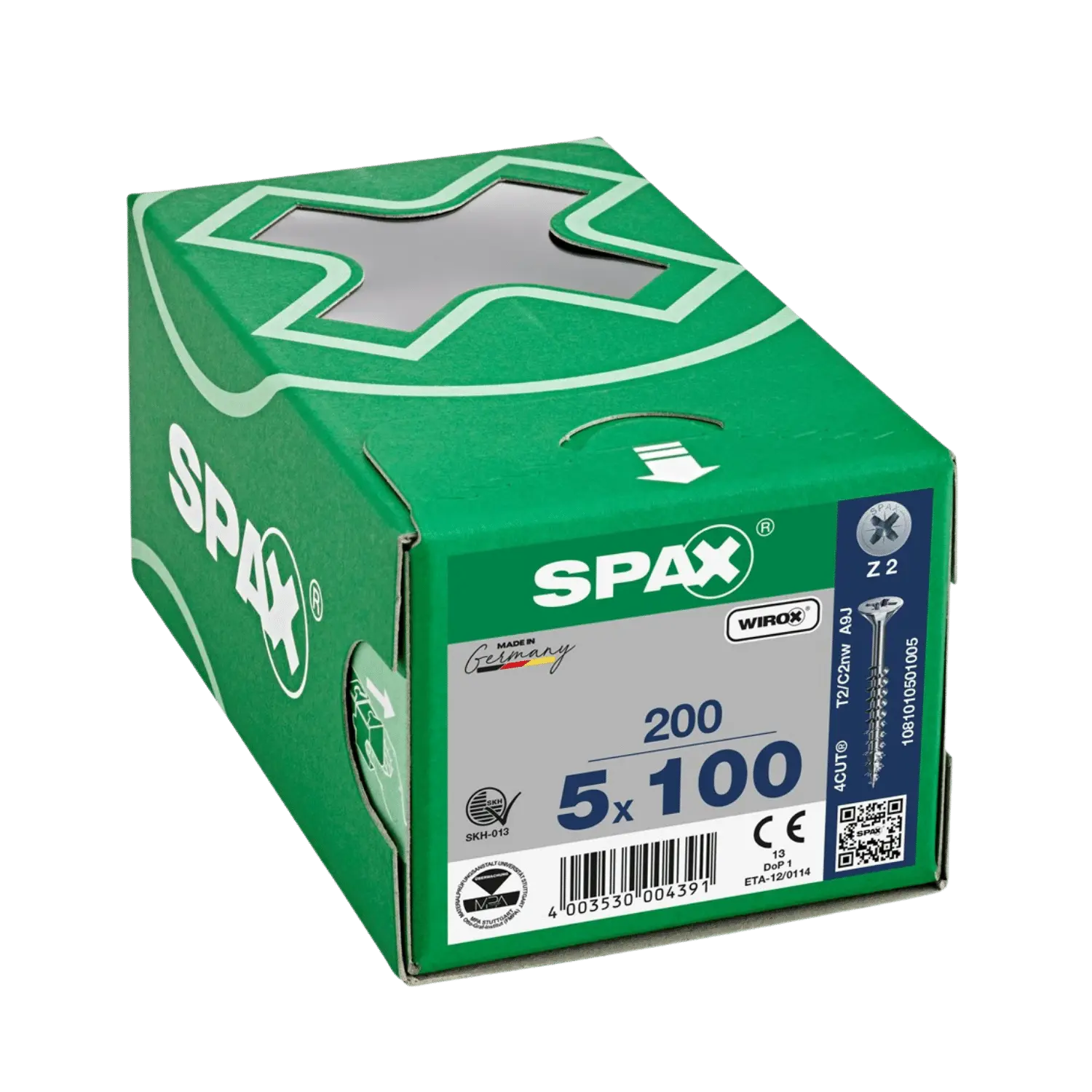Houtschroef deelraad verzonken kop 5,0x100 PZ2 Wirox 200st